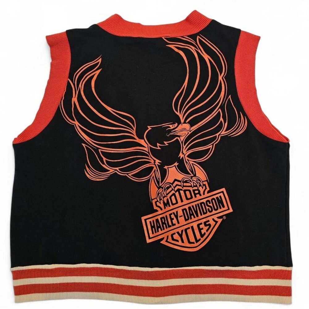 VINTAGE Y2K HARLEY DAVIDSON ZIP-UP VEST Dark Navy Blue - Size L (Fits a a Medium